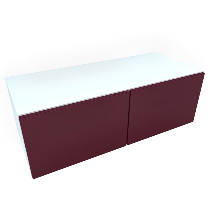 Comoda Armonia alba cu 2 usi cu sistem " push to open " / front MDF Rosu 60 x 52 x 43 cm