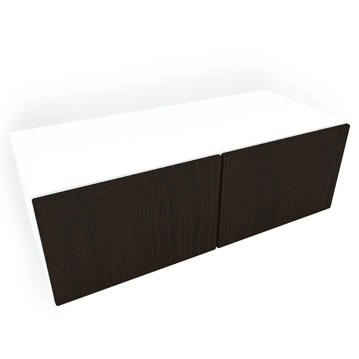 Comoda Armonia alba cu 2 usi cu sistem " push to open " / front MDF Wenge 60 x 52 x 43 cm