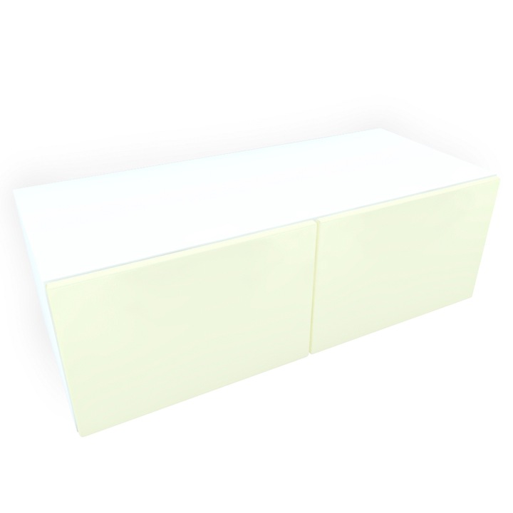 Comoda Armonia alba cu 2 usi cu sistem " push to open " / front MDF Vanilie 60 x 52 x 43 cm