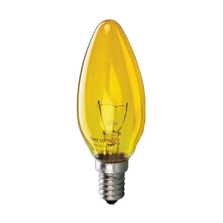 Крушка тип свещ, E14, 220V, 40W, Жълт