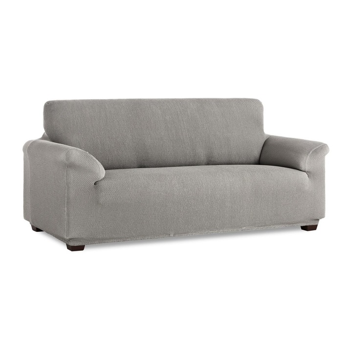 Husa canapea 4 locuri Sofazip, Lungime intre 230 - 270 cm, Elastica, model PatternFit, Gri deschis