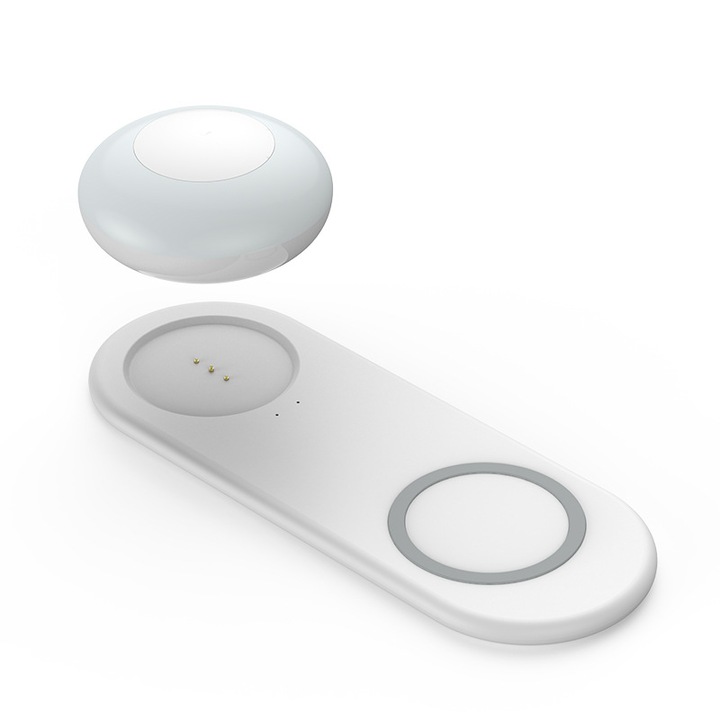 Lumina de noapte detasabila, aspiratie magnetica, lumina calda，incarcare wireless telefon Andoid si IOS, 6W, 215x80x45 mm, Alb