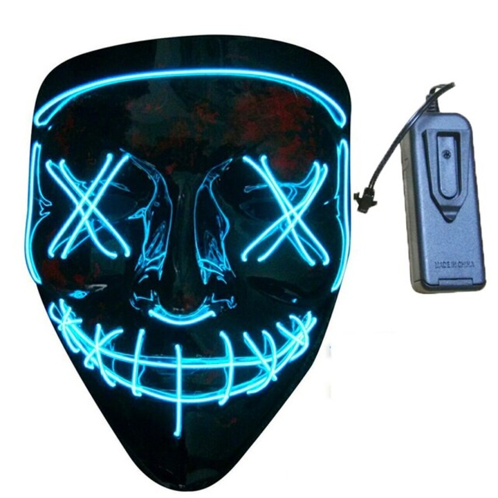 Masca Purge horror, Iluminare LED, Albastru