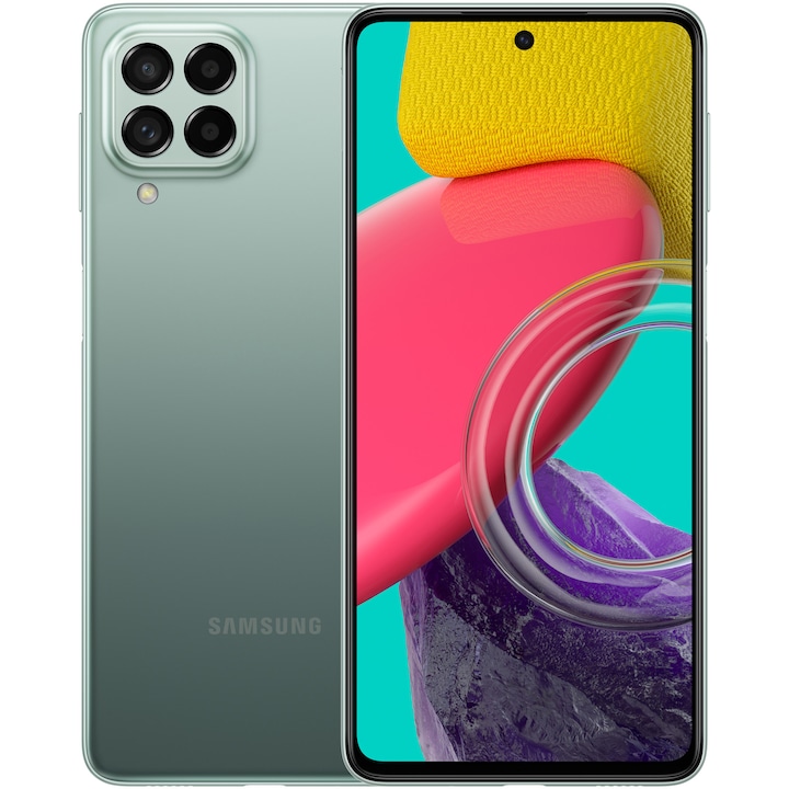 Samsung Galaxy M53 5G Mobiltelefon, Dual SIM, 128GB, 6GB RAM, Zöld