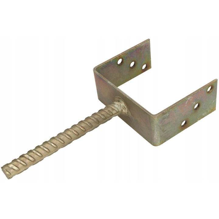 Ancora pentru stalpi Kotarbau, Cu tija, 201 x 150 mm, Otel, Argintiu