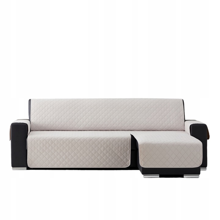 Husa de protectie pentru coltar dreapta, 240 cm, Poliester, Crem