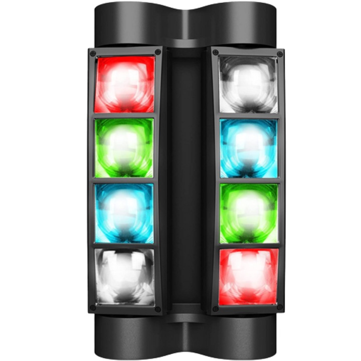 Proiector de lumini pentru scena, LED, Iluminare RGB, Aluminiu, 8x10 W, Negru