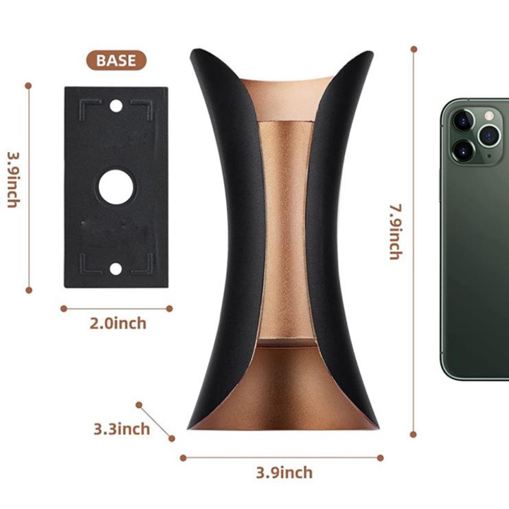 Kosiil Beltéri/kültéri fali lámpa, LED, Vízálló IP65, Alumínium/Üveg, 2x5W, Fekete/Arany