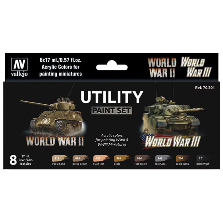 Комплект акрилни боички Vallejo, WWII & WWIII, 8x17 ml, Многоцветни