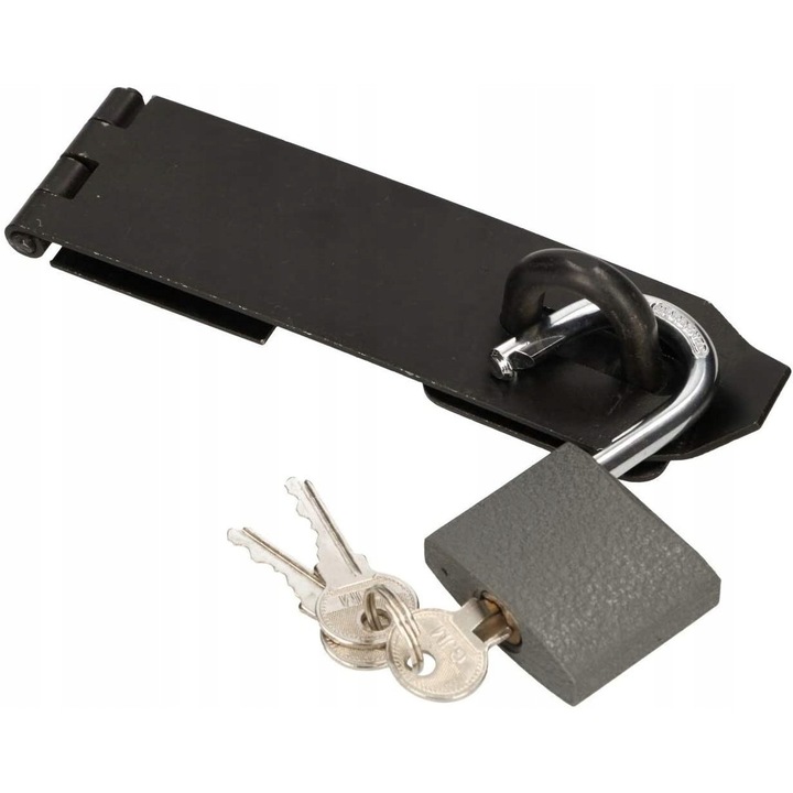 Suport cu lacat Kotarbau, Tip placa, 170 x 50 mm, Otel, Negru/ Gri