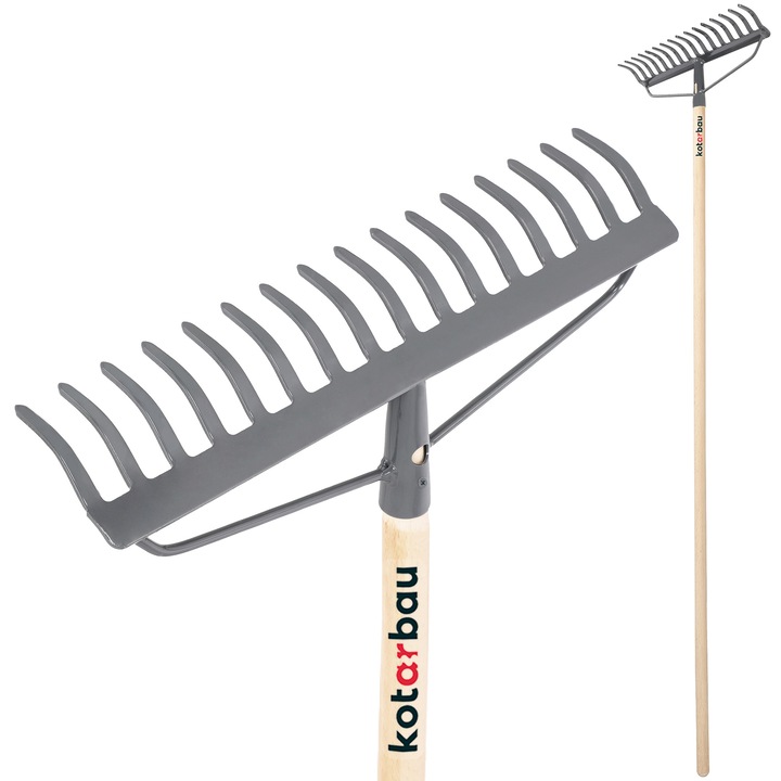 Grebla Kotarbau, Metal/Lemn, 16 Dinti, Gri/Maro