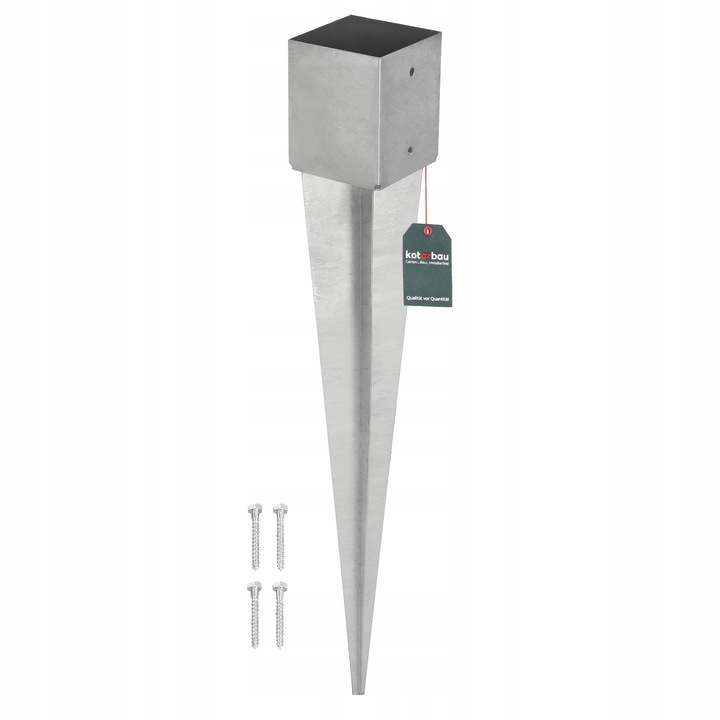 Suport pentru stalpi Kotarbau, Rezistent la schimbari meteorologice, 120 x 120 x 900 mm, Otel, Argintiu