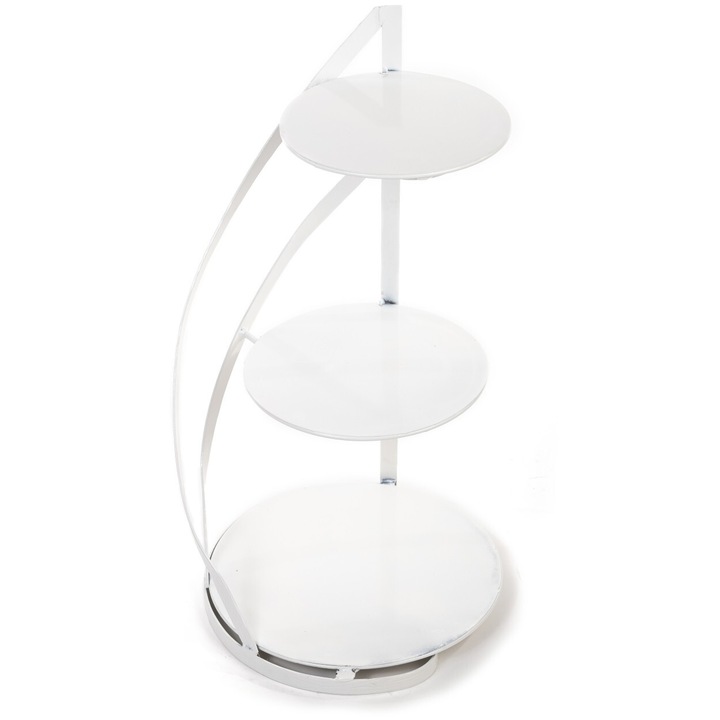 OEM desszert állvány, fém, 3 szintes, fehér