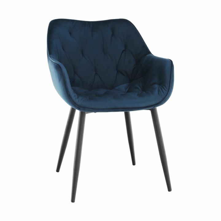 Синьо кадифено кресло Fedris 58x68x80 см