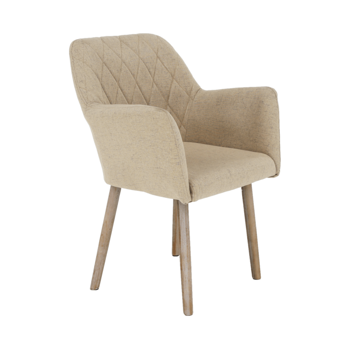 Scaun, tapitat, picioare din lemn, bej, fag, bucatarie, living, design modern, 62x82x58 cm