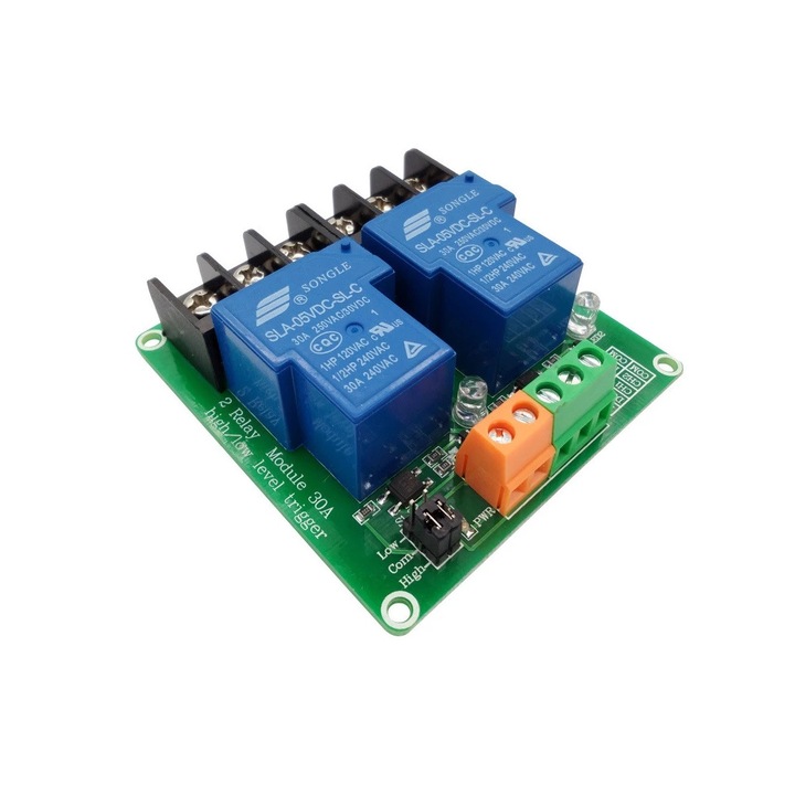 Modul 2 relével, 5V, 30 A, OKY3034-1-5 optocsatolóval