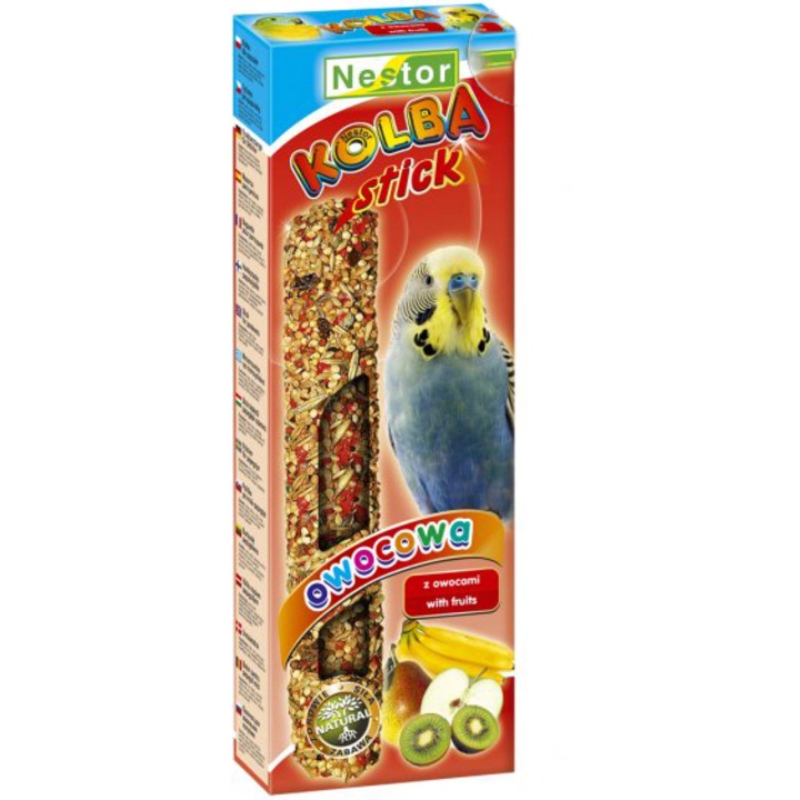 Стик за вълнисти папагалчета Nestor, С плодове, 85 гр