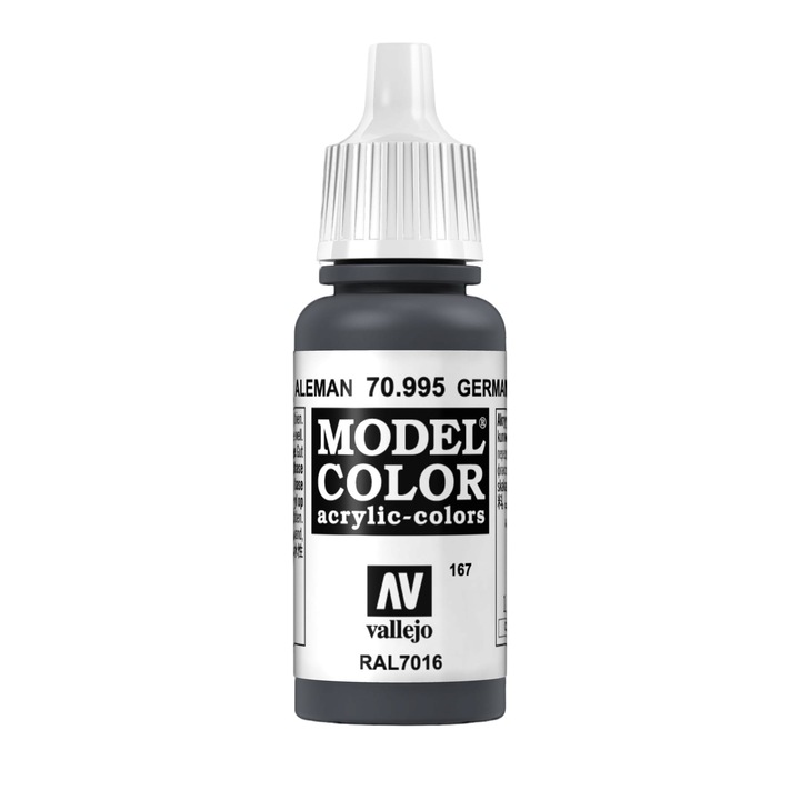 Akril festék, Vallejo, 167, 17 ml, Sötétszürke