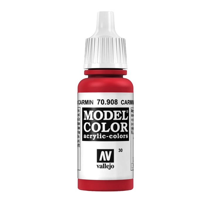 Akril festék, Vallejo, 030, 17 ml, Kárminvörös