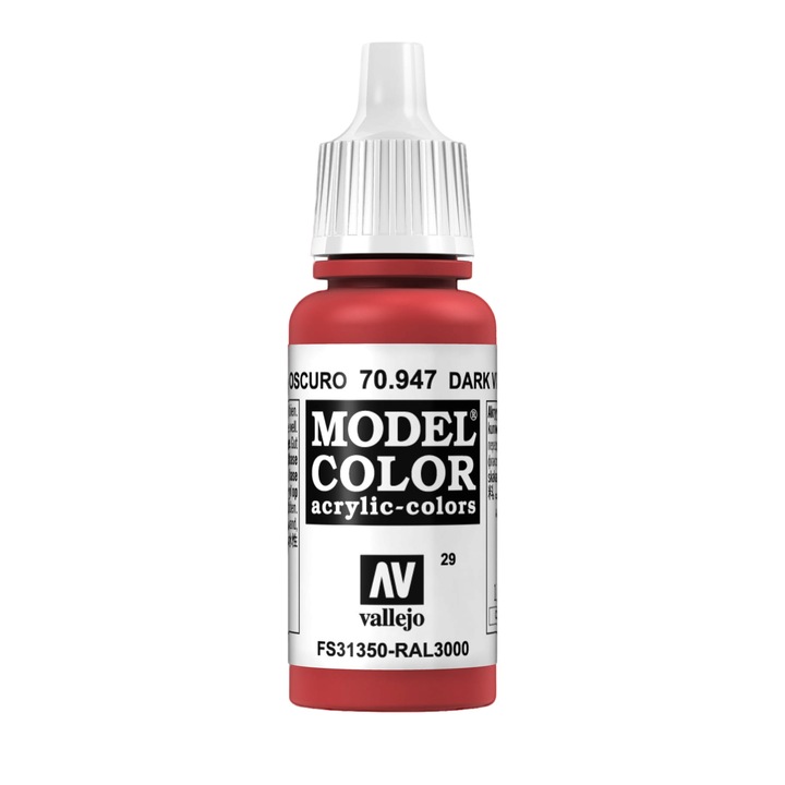 Akril festék, Vallejo, 029, 17 ml, Dark Vermilion