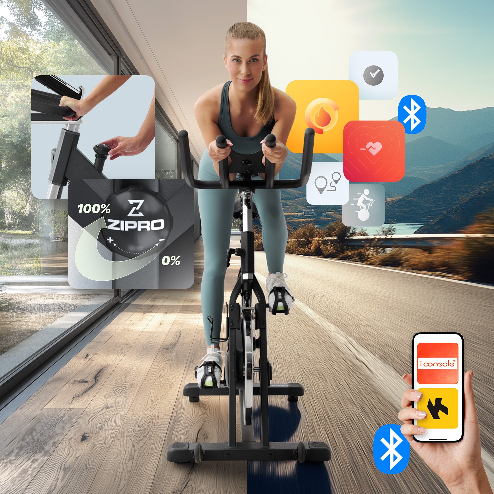 Bicicleta fitness Indoor Cycling Zipro Dynamite, Volanta 20kg