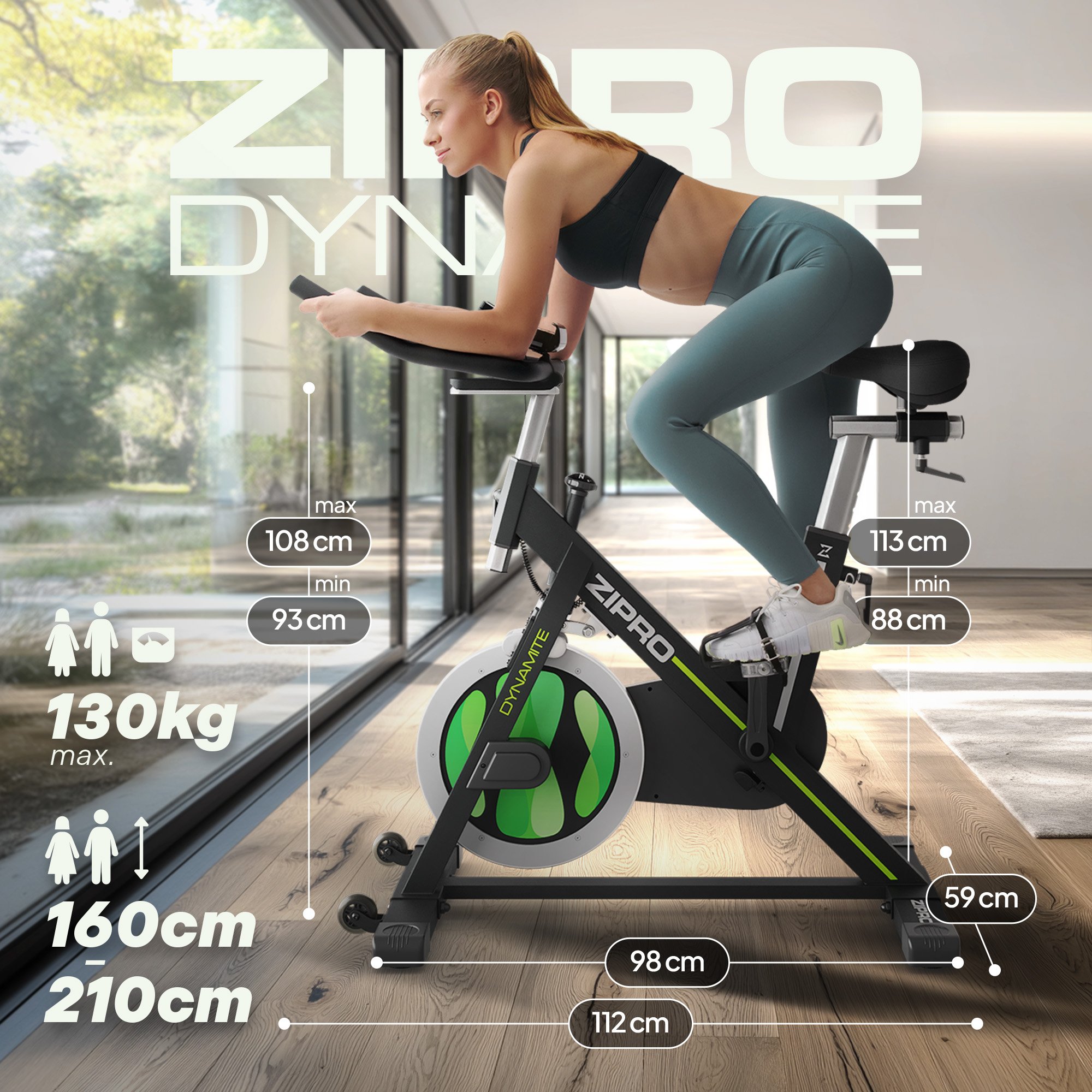 Bicicleta fitness Indoor Cycling Zipro Dynamite, Volanta 20kg