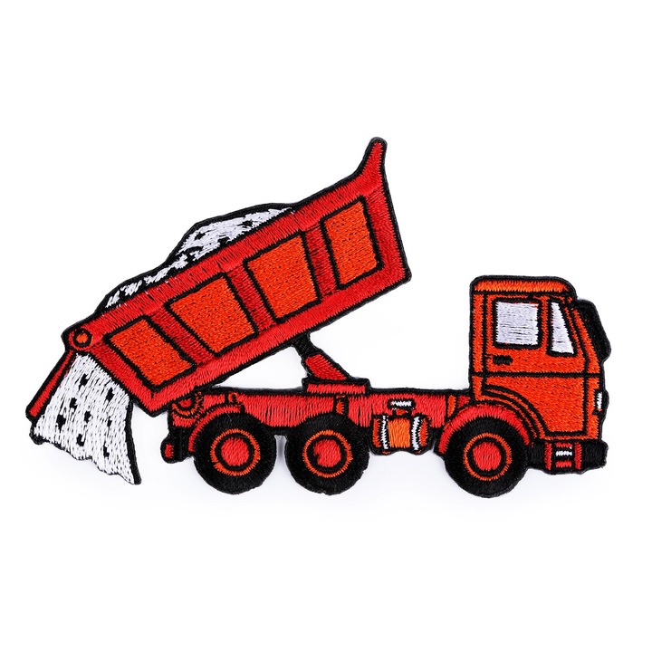 Petic textil termoadeziv 11 x 7 cm Autobasculanta rosie