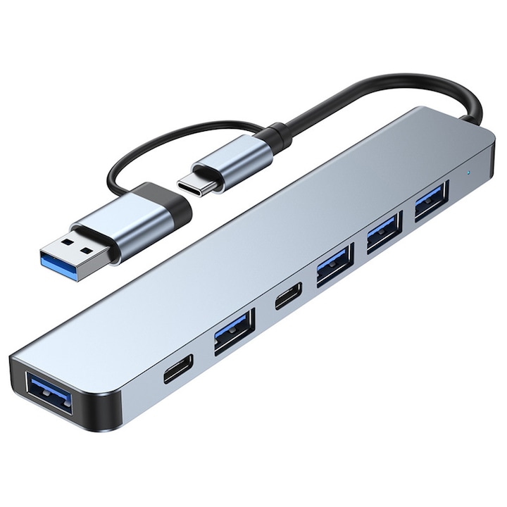 CeruleTree 7n1 Hub, USB-C/USB, ezüst