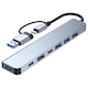 Hub 7n1, CeruleTree, USB-C/USB, Argintiu