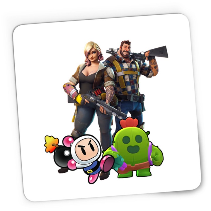 Mousepad Gaming Fortnite Brawl Stars Cactus Bomberman Run, 21x19 см