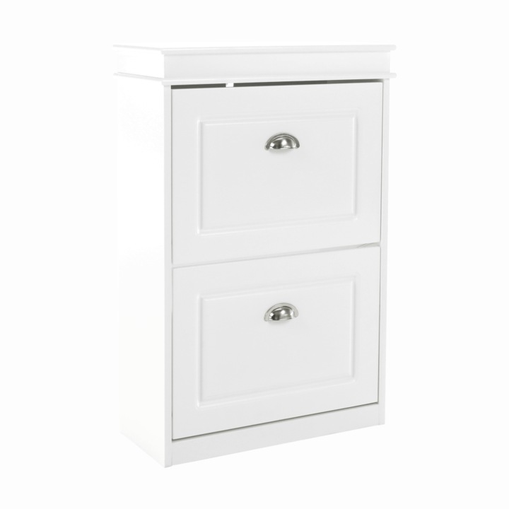 Cipős szekrény 2 rekeszes fehér mdf Seber 53,5x24x82,5 cm