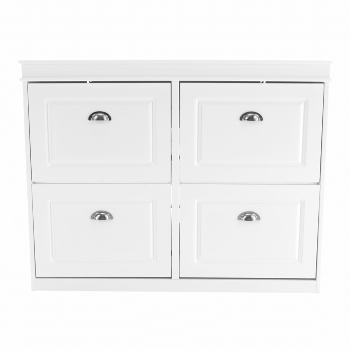 Pantofar DacEnergy©, realizat din MDF si PAL, 4 compartimente, 105 x 82,5 x 24 cm, finisaj alb