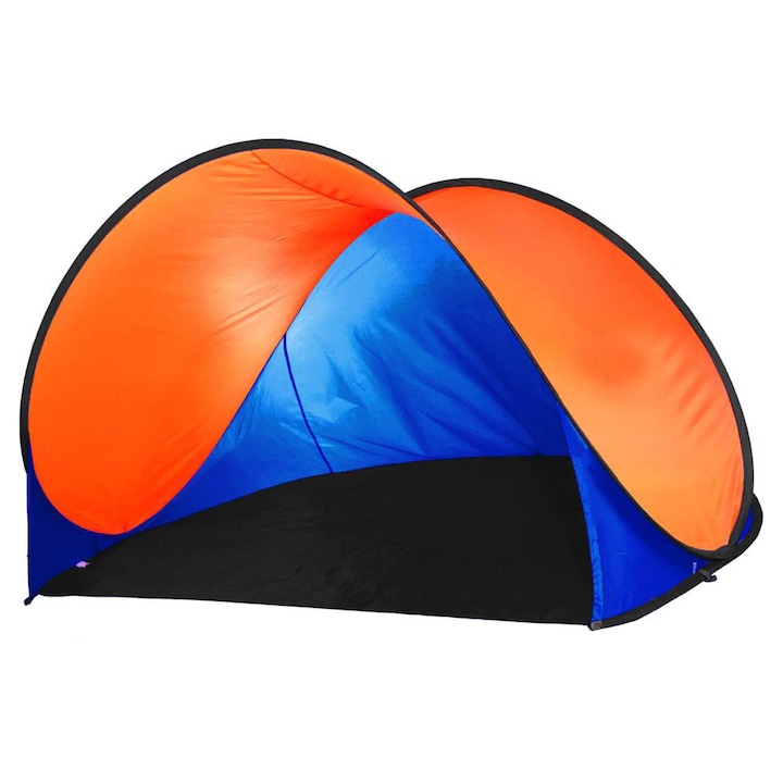Cort plaja si picnic semi-deschis Sersimo, protectie UV, 200x120x110cm, portocaliu albastru