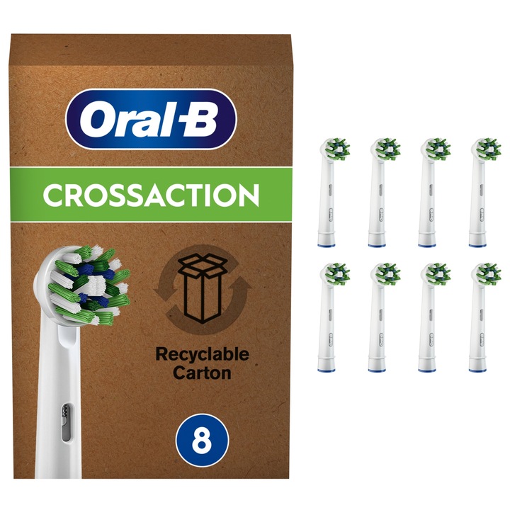 Rezerve periuta de dinti electrica Oral-B Cross Action alb, 8 buc