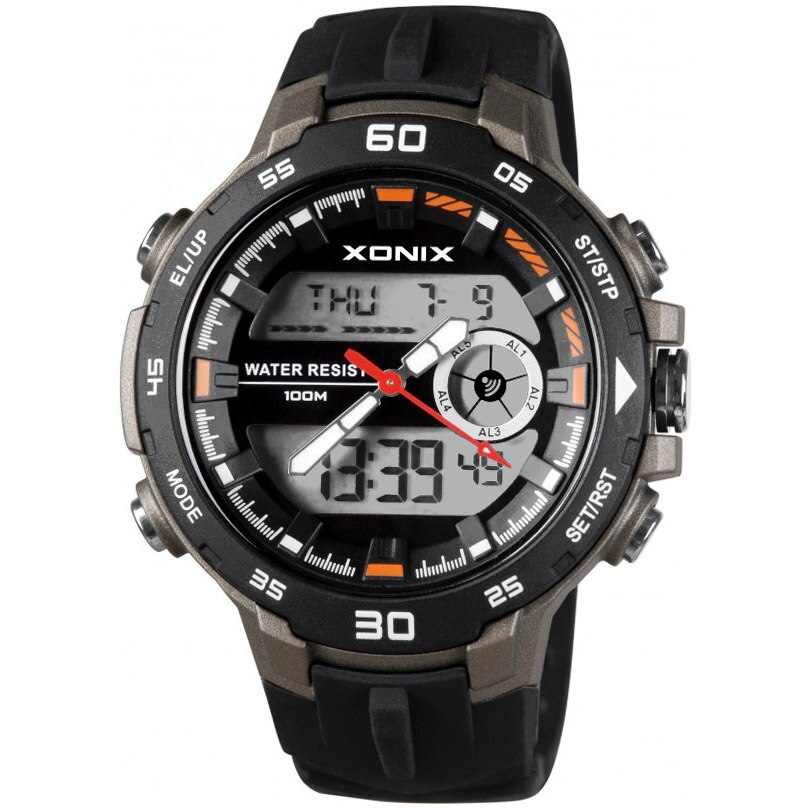 Ceas Timer Ceas barbatesc Xonix, LCD + Analog, Negru/Gri, data, cronometru, timer ...