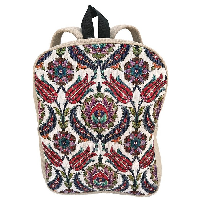 Virágmintás textil hátizsák, M1, 30x37 cm