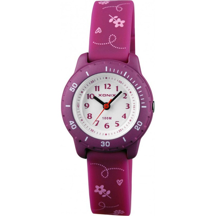 Ceas fete Xonix, Violet, analog, antialergic, rezistenta la apa 10 ATM