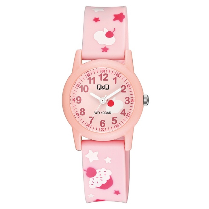 Ceas copii Q&Q V22A-001VY rezistent la apa 100 m, roz pudra