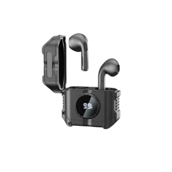 Bluetooth 5.2 vezeték nélküli fejhallgató, basszus, zajcsökkentő funkció, fekete, M2-TWS