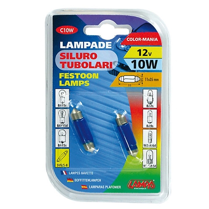 Set 2 becuri auto Lampa pentru plafoniera, 12V, 10 W, 35 mm, Albastru