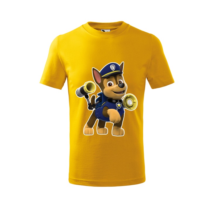 Tricou personalizat, model clasic, "Patrula Catelusilor- Chase 1", Galben, Marime L