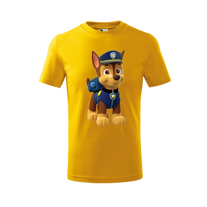 Tricou personalizat, model clasic, "Patrula Catelusilor- Chase", Galben, Marime S