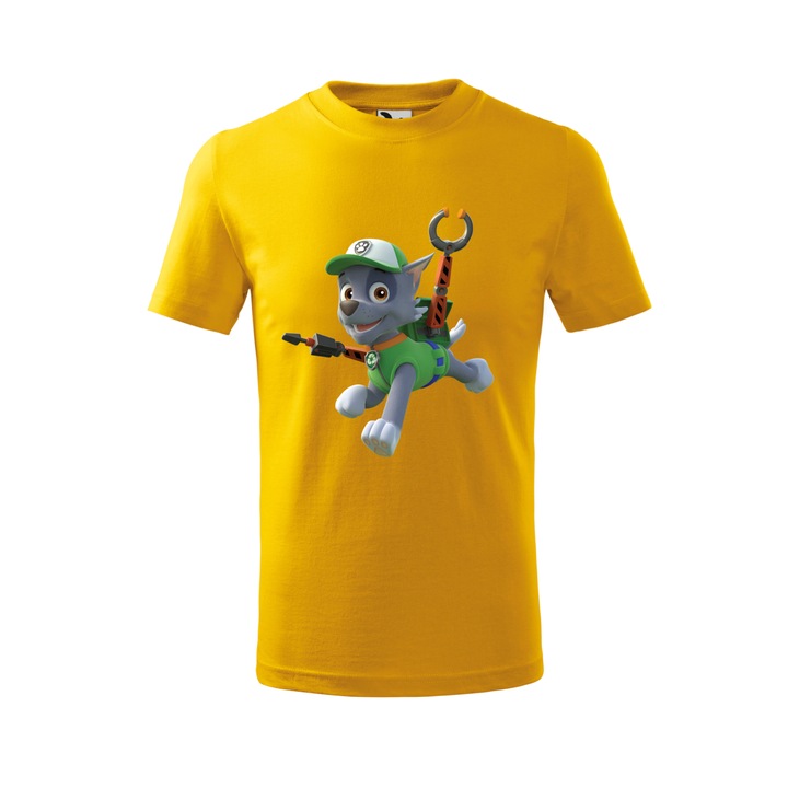 Tricou personalizat, model clasic, "Patrula Catelusilor- Rocky", Galben, Marime XXL