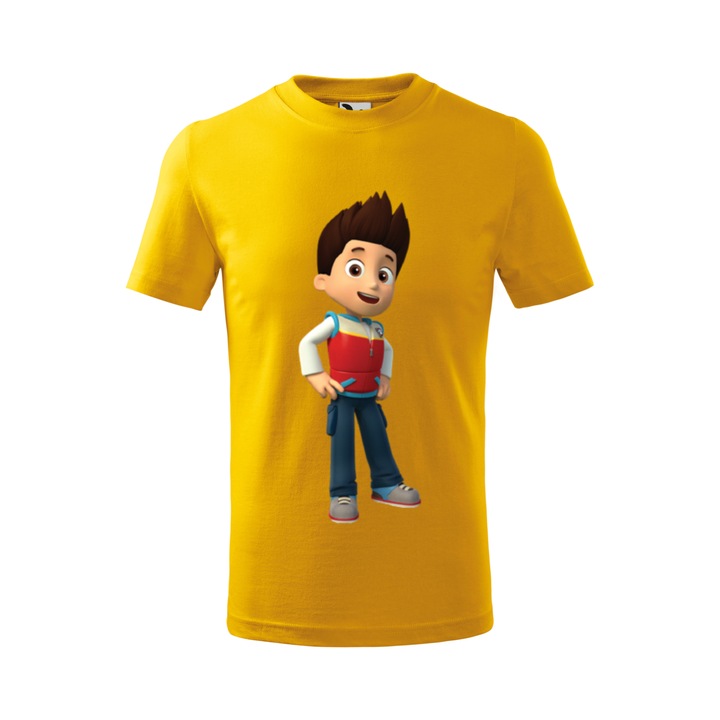 Tricou personalizat, model clasic, "Patrula Catelusilor- Ryder 1", Galben, Marime XXL