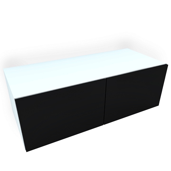 Comoda Armonia alba cu 2 usi cu sistem " push to open " / front PAL Negru 60 x 52 x 43 cm