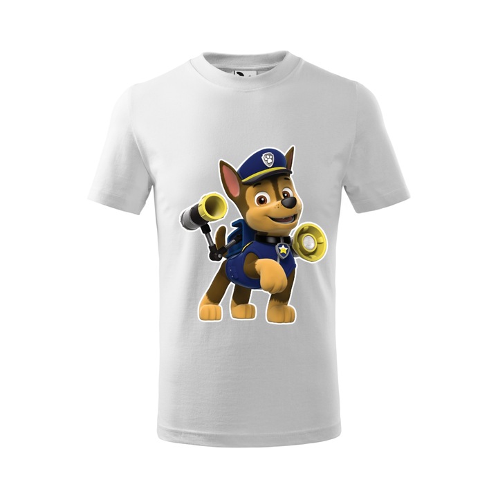 Tricou personalizat, model clasic, "Patrula Catelusilor- Chase 1", Alb, Marime S