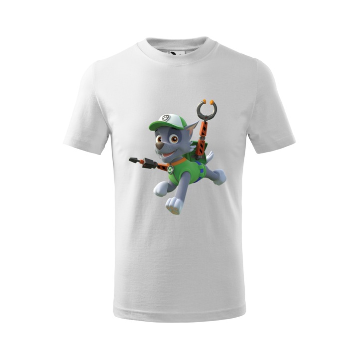 Tricou personalizat, model clasic, "Patrula Catelusilor- Rocky", Alb, Marime XXL