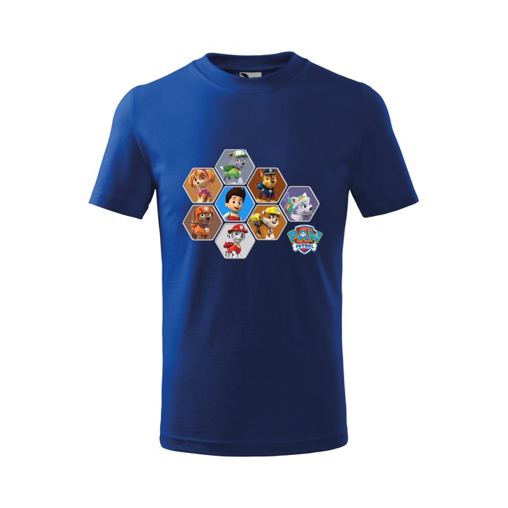 Tricou personalizat, model clasic, "Patrula Catelusilor", Albastru, Marime XXL