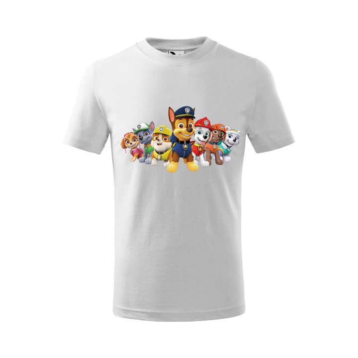 Tricou personalizat, model clasic, "Patrula Catelusilor 2", Alb, Marime XXL