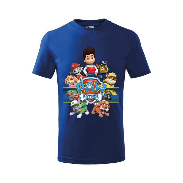 Tricou personalizat, model clasic, "Patrula Catelusilor 1", Albastru, Marime XXL